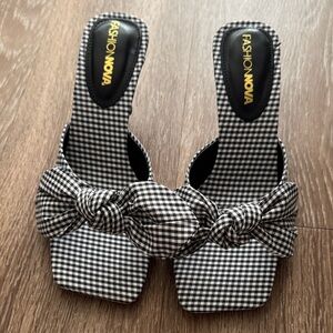 Fashion Nova Gingham Bow Heels